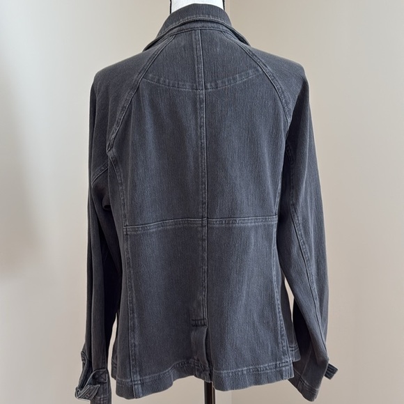 Coldwater Creek Knit Denim Jean Jacket Grey Soft Stretch Snap Petite Large PL - Picture 6 of 9
